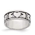 thumbnail image 1 of Auriga Fine Jewelry 925 Sterling Silver Claddagh Design Ring Size 10 for Men's, 1 of 6