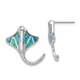 thumbnail image 1 of Auriga Fine Jewelry 925 Sterling Silver Created Blue Opal Stingray Stud Earrings for Women, 1 of 3