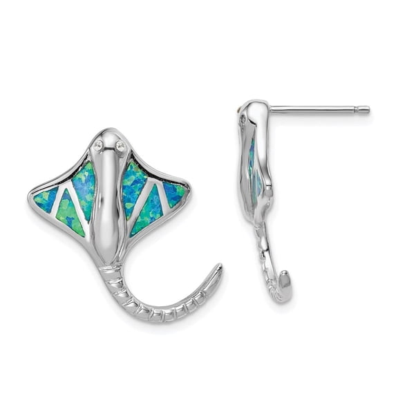 Auriga Fine Jewelry 925 Sterling Silver Created Blue Opal Stingray Stud Earrings for Women