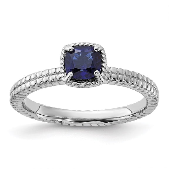Auriga Fine Jewelry 925 Sterling Silver Created Blue Sapphire Ring for Women Size 10