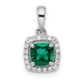 thumbnail image 1 of Auriga Fine Jewelry 925 Sterling Silver Created Emerald and Diamond Pendant with chain for Women, 1 of 3