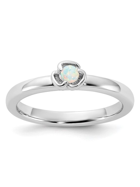 Fine Jewelry 925 Sterling Silver Created Opal Ring for Women Size 10