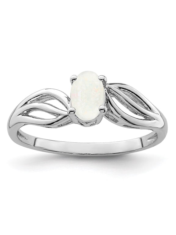 Fine Jewelry 925 Sterling Silver Created Opal Solitaire Engagement Ring Size 8 for Women