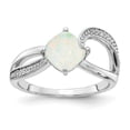 thumbnail image 1 of Auriga Fine Jewelry 925 Sterling Silver Created Opal and Diamond Ring for Women Size 5, 1 of 6