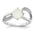 thumbnail image 1 of Auriga Fine Jewelry 925 Sterling Silver Created Opal and Diamond Ring for Women Size 8, 1 of 7