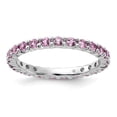 thumbnail image 1 of Auriga Fine Jewelry 925 Sterling Silver Created Pink Sapphire Stackable Ring for Women Size- 5, 1 of 6