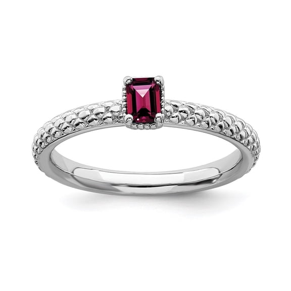 Auriga Fine Jewelry 925 Sterling Silver Created Ruby Single Stone Ring for Women Size 10