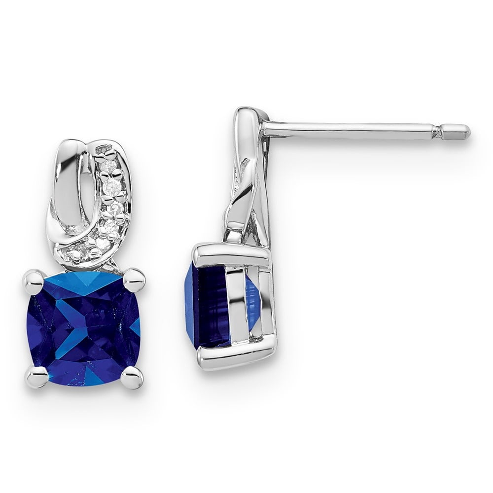 Auriga Fine Jewelry 925 Sterling Silver Created Sapphire & Diamond Drop ...