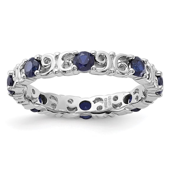 Auriga Fine Jewelry 925 Sterling Silver Created Sapphire Ring for Women Size- 5