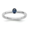 thumbnail image 1 of Auriga Fine Jewelry 925 Sterling Silver Created Sapphire Single Stone Ring for Women Size- 9, 1 of 6