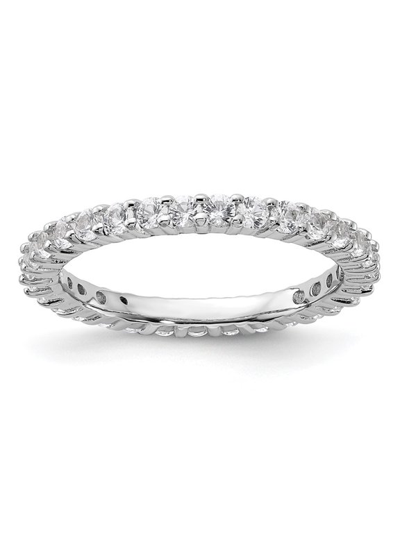 Fine Jewelry 925 Sterling Silver Created White Sapphire Ring for Women Size 6