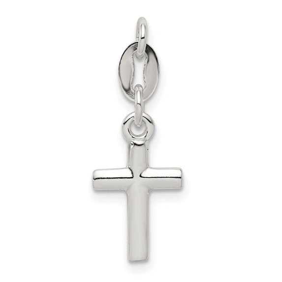 Auriga Fine Jewelry 925 Sterling Silver Cross Charm Pendant for Women (L- 0.87 inch, W- 0.31 inch)