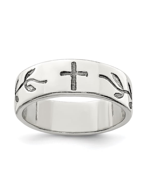 Fine Jewelry 925 Sterling Silver Cross Design Ring Size 11 for Men