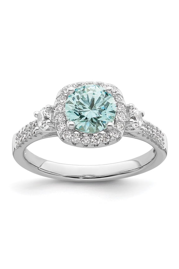 Fine Jewelry 925 Sterling Silver Crystal and White Cubic Zirconia Ring Size 7 for Women