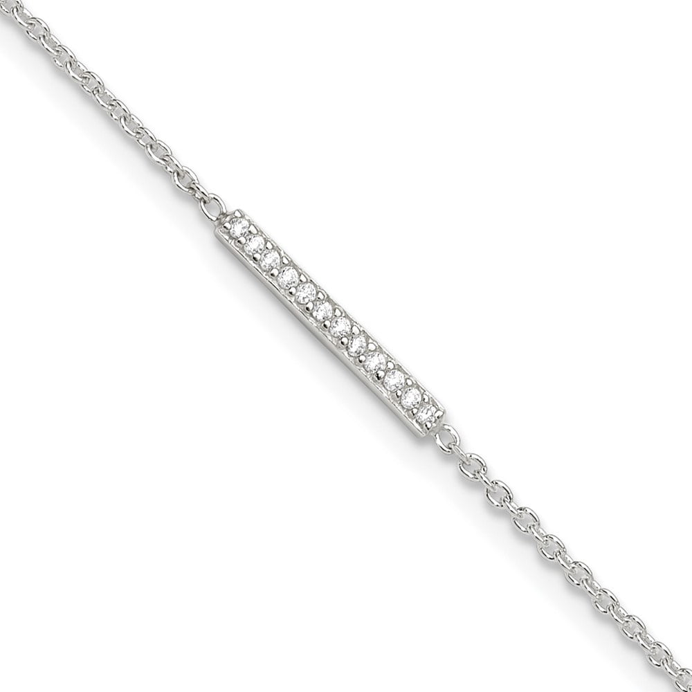 Auriga Fine Jewelry 925 Sterling Silver Cubic Zirconia Bar Anklet 9inch for Women