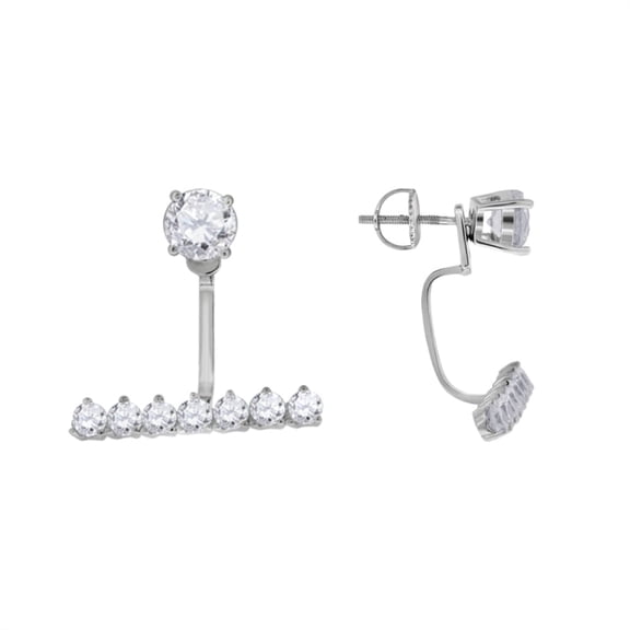 Auriga Fine Jewelry 925 Sterling Silver Cubic Zirconia Earring Jacket With Studs for Women