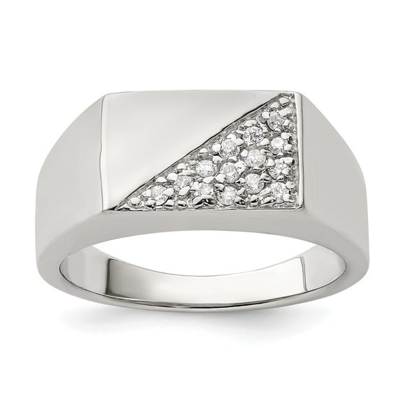 Auriga Fine Jewelry 925 Sterling Silver Cubic Zirconia Men's Ring Size 10
