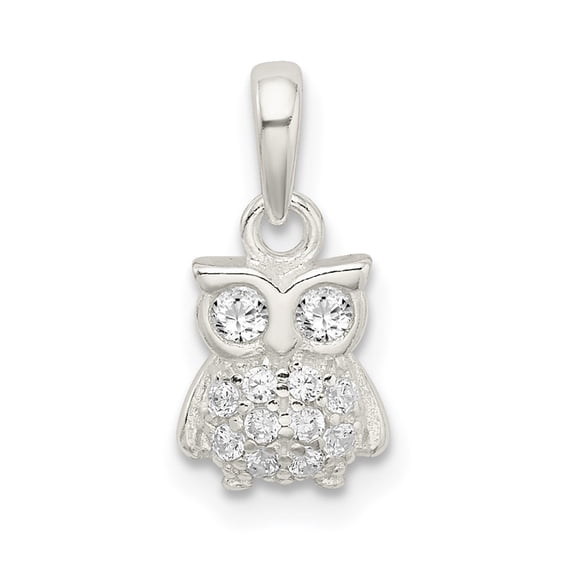 Auriga Fine Jewelry 925 Sterling Silver Cubic Zirconia Owl Pendant for Women (L- 15.5mm, W- 7mm)