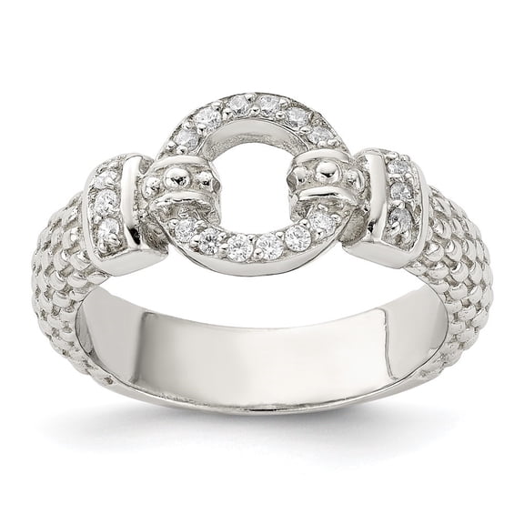 Auriga Fine Jewelry 925 Sterling Silver Cubic Zirconia Textured Ring Size 7 for Women