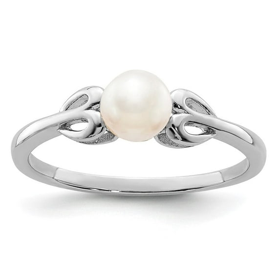 Auriga Fine Jewelry 925 Sterling Silver Cultured Pearl Solitaire Engagement Ring for Women Size 8
