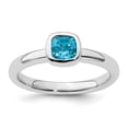 thumbnail image 1 of Auriga Fine Jewelry 925 Sterling Silver Cushion Cut Blue Topaz Ring for Women Size 9, 1 of 6