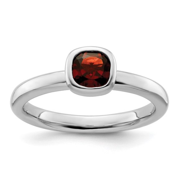 Auriga Fine Jewelry 925 Sterling Silver Cushion Cut Garnet Ring for Women Size 10