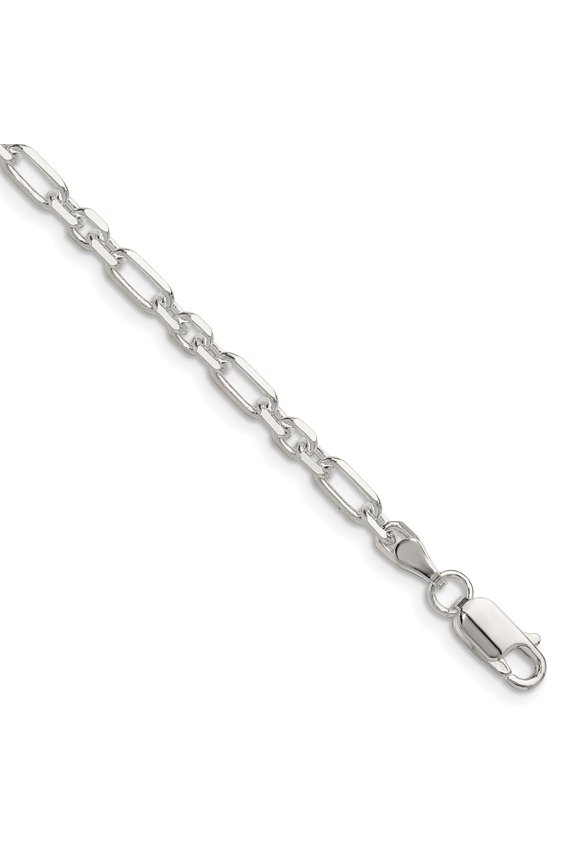 Fine Jewelry 925 Sterling Silver D/C 4mm 3 Short Plus 1 Long Cable Link 7inch Chain Bracelet for Women