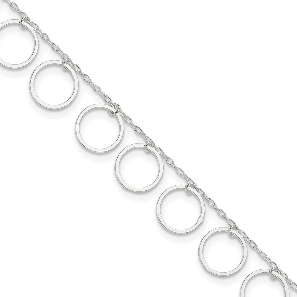Auriga Fine Jewelry 925 Sterling Silver Dangle Circles Anklet 10inch for Women