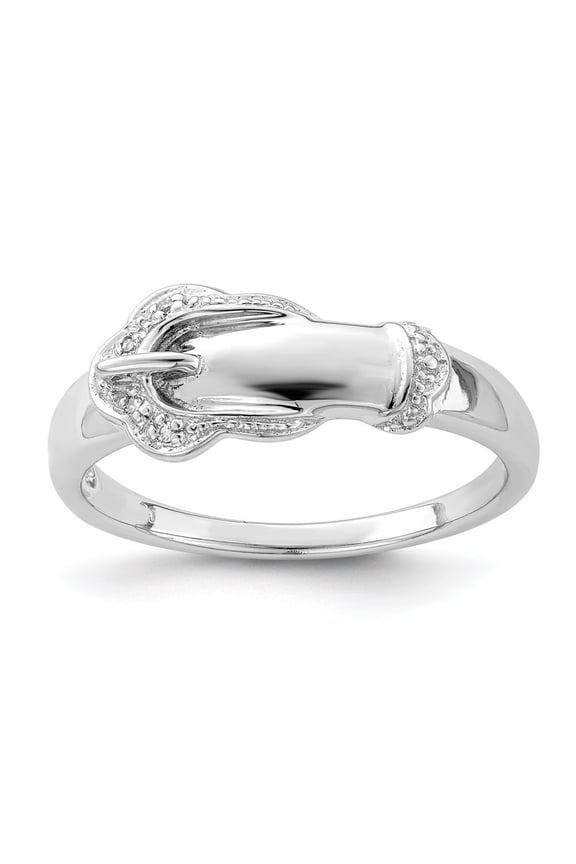 Fine Jewelry 925 Sterling Silver Diamond Buckle Ring Size 8 for Women