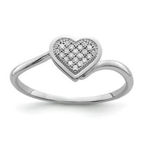Auriga Fine Jewelry 925 Sterling Silver Diamond Heart Ring Size 7 Valentine's Day Gift for Women