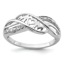 Auriga Fine Jewelry 925 Sterling Silver Diamond Mom Heart Ring Size 7 Valentine's Day Gift for Women