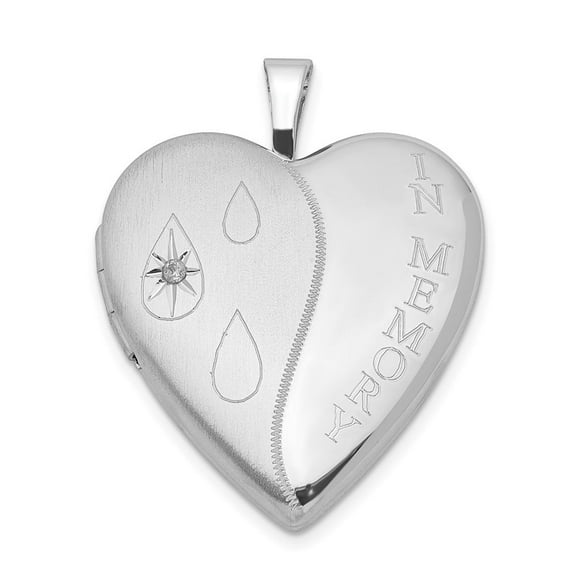Auriga Fine Jewelry 925 Sterling Silver Diamond Satin/In Memory Heart Locket Valentine's Day Gift for Women