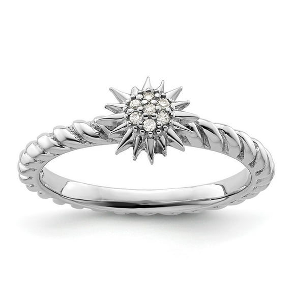 Auriga Fine Jewelry 925 Sterling Silver Diamond Star Ring for Women Size 10