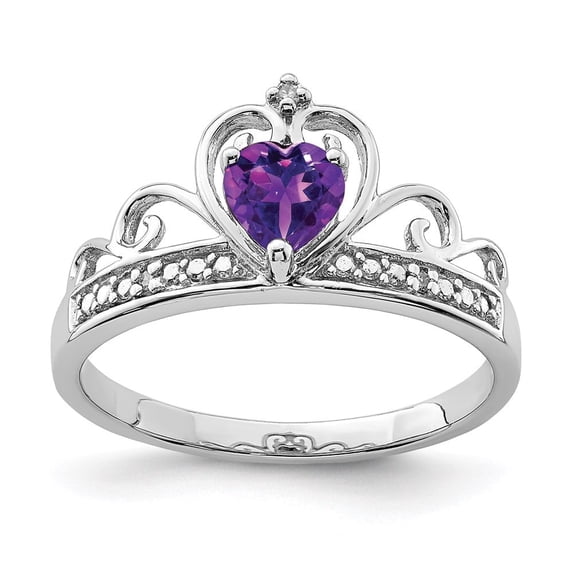 Auriga Fine Jewelry 925 Sterling Silver Diamond and Amethyst Teardrop Engagement Ring Size 9 for Women