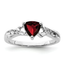 Auriga Fine Jewelry 925 Sterling Silver Diamond and Garnet Heart Engagement Ring Size 9 Valentine's Day Gift for Women