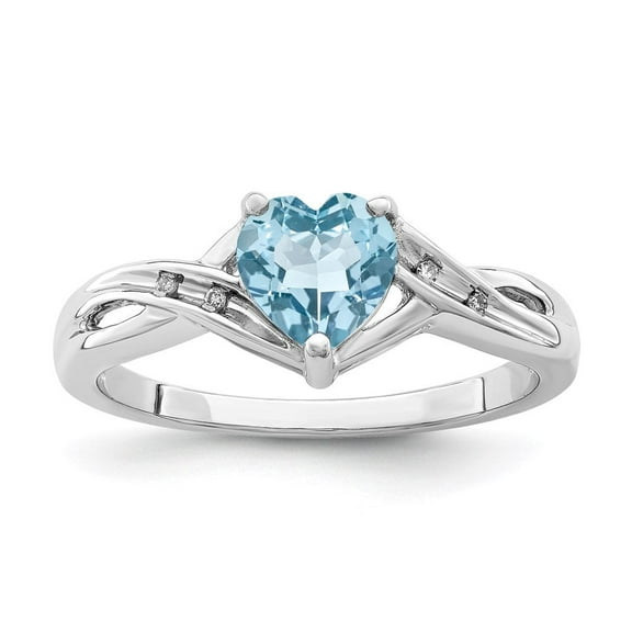 Auriga Fine Jewelry 925 Sterling Silver Diamond and London Blue Engagement Ring Size 7 for Women