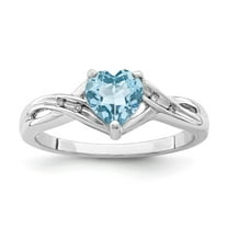 Auriga Fine Jewelry 925 Sterling Silver Diamond and London Blue Engagement Ring Size 7 for Women