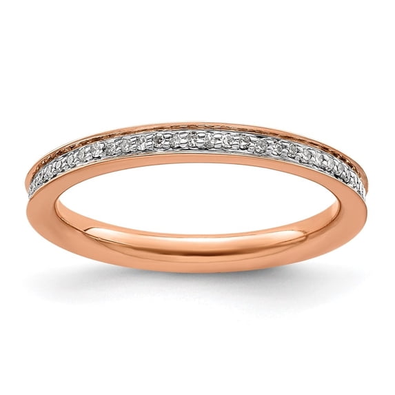 Auriga Fine Jewelry 925 Sterling Silver & Diamonds Rose-plated Ring for Women Size 9