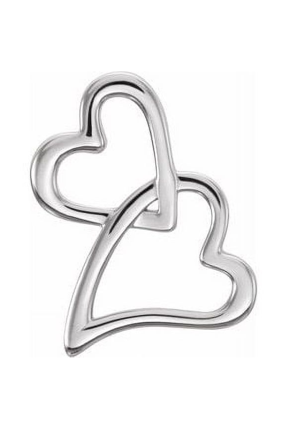 Fine Jewelry 925 Sterling Silver Double Heart Slide Pendant for Women