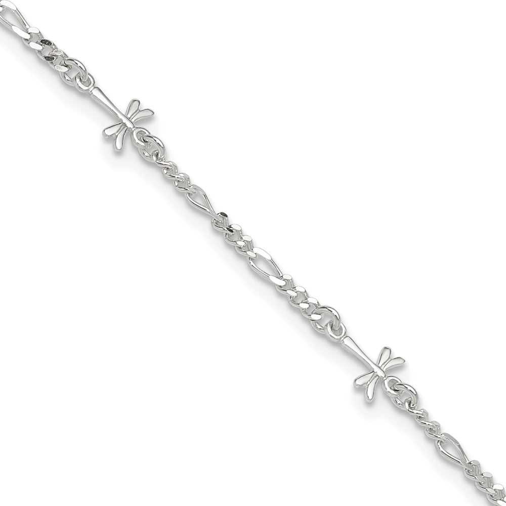Auriga Fine Jewelry 925 Sterling Silver Dragonfly Anklet 9inch for Women