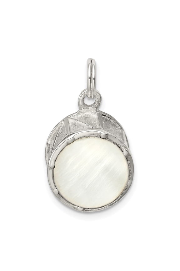 Fine Jewelry 925 Sterling Silver Drum Charm for Women L - 20mm, W - 14mm