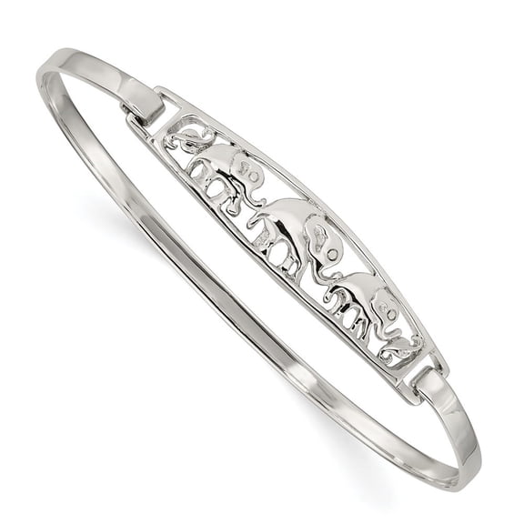 Auriga Fine Jewelry 925 Sterling Silver Elephant Hinged Bangle for Women