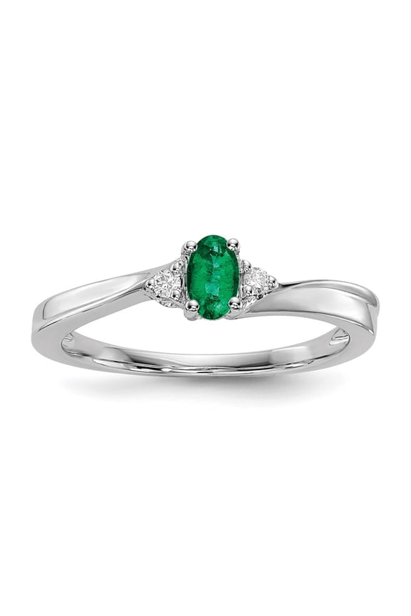 Fine Jewelry 925 Sterling Silver Emerald Engagement Ring Size 6 for Women