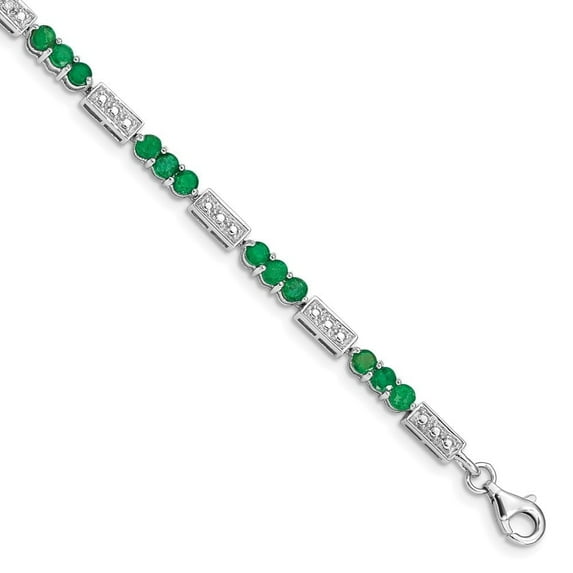 Auriga Fine Jewelry 925 Sterling Silver Emerald and Diamond Bracelet 7 inch for Women (L- 7inch, W- 3mm)