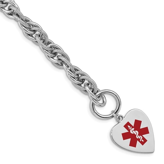 Auriga Fine Jewelry 925 Sterling Silver Enamel Heart Id Bracelet 7.75inch(W- 18mm) for Women