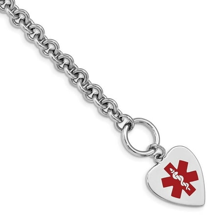 Auriga Fine Jewelry 925 Sterling Silver Enamel Heart Id Bracelet 8.75" for Women