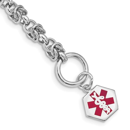 Auriga Fine Jewelry 925 Sterling Silver Enamel Hexagon Id Bracelet 7.75inch for Women (L-7.75inch, W-16mm)