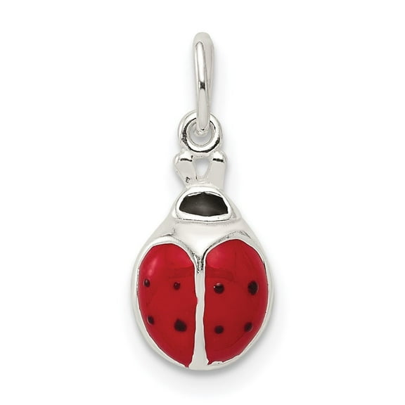 Auriga Fine Jewelry 925 Sterling Silver Enameled Lady Bug Charm Pendant for Women (L -18mm, W -10mm)