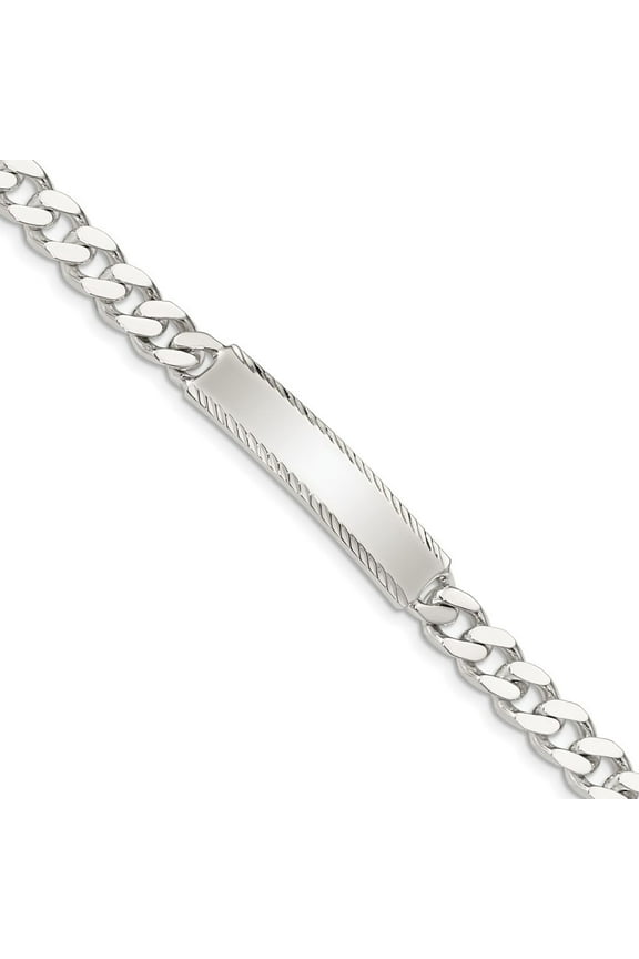 Fine Jewelry 925 Sterling Silver Engravable Curb Link Id Bracelet 8inch for Women