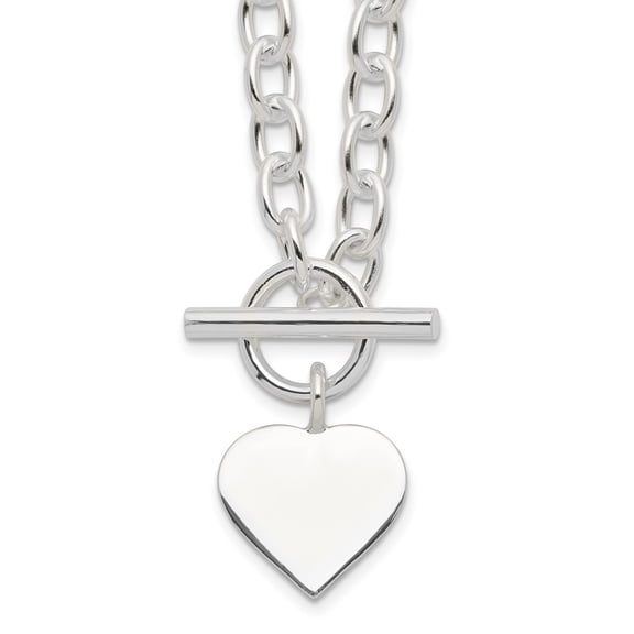 Auriga Fine Jewelry 925 Sterling Silver Engravable Heart Necklace 18" for Women